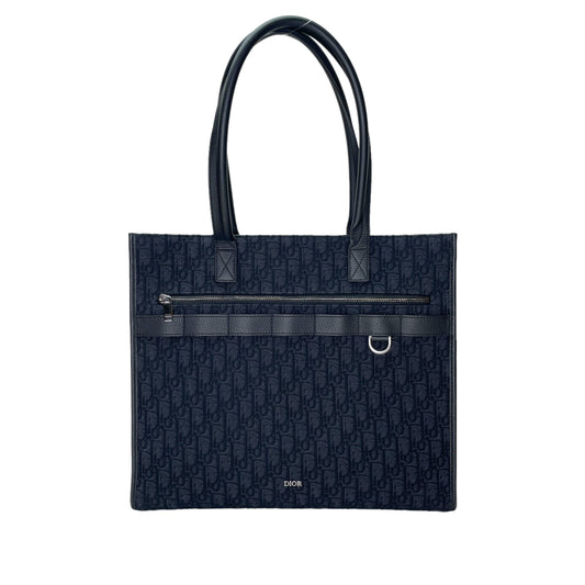 Safari Black Tote Bag in Jacquard, Silver hardware