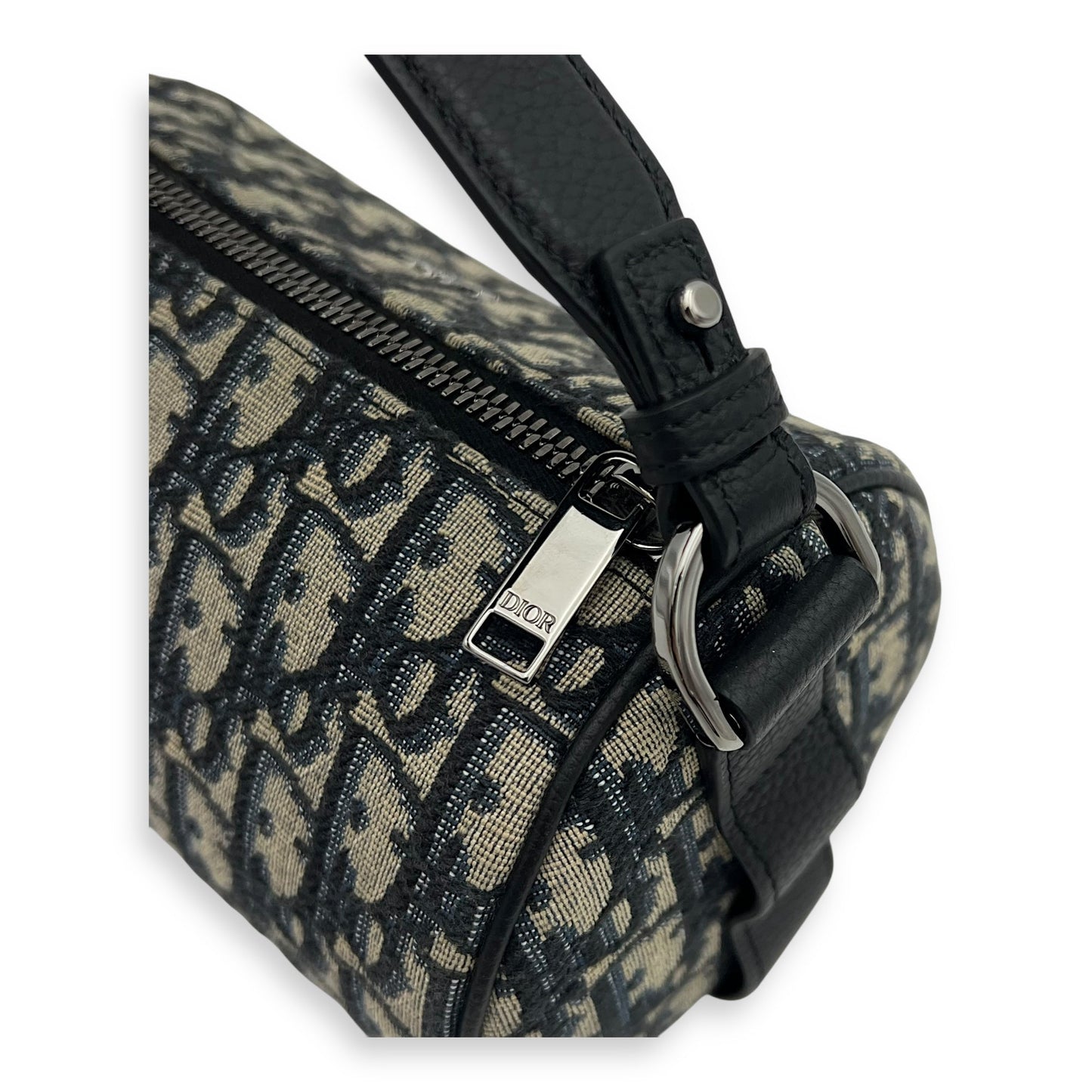 Roller Crossbody Bag Blue in Jacquard, Silver hardware