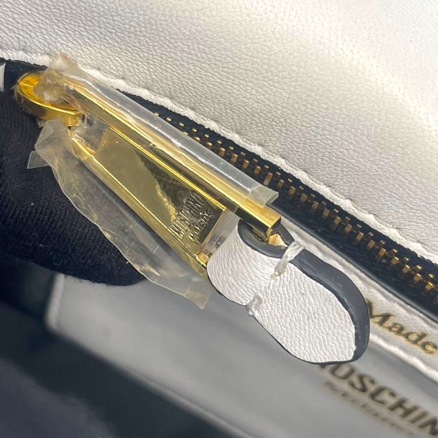 Moschino White Leather Capsule Biker Jacket Shoulder Bag
