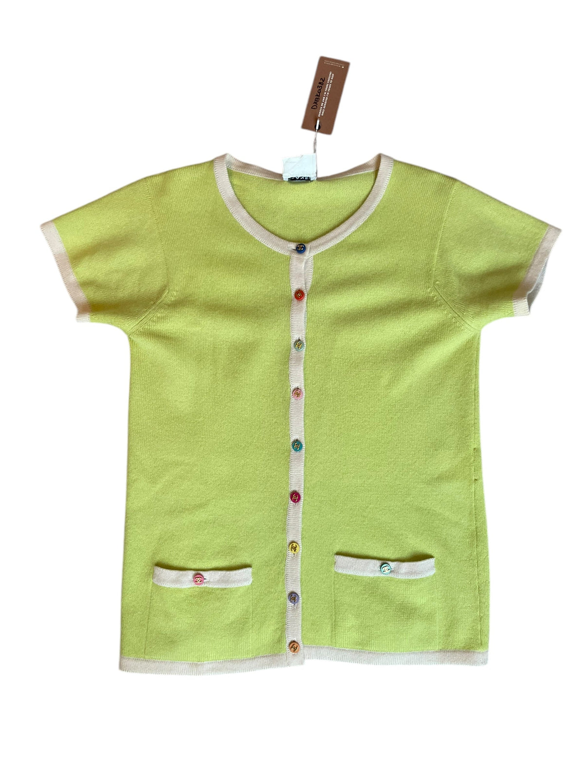 Chanel Logo Multicolor Button Cardigan Green DXBK0382