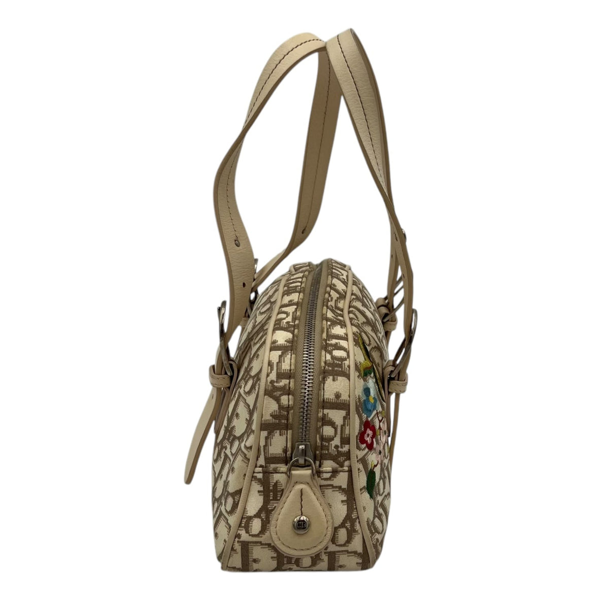 Trotteur Top Handle Bag Beige in Coated Canvas, Silver hardware
