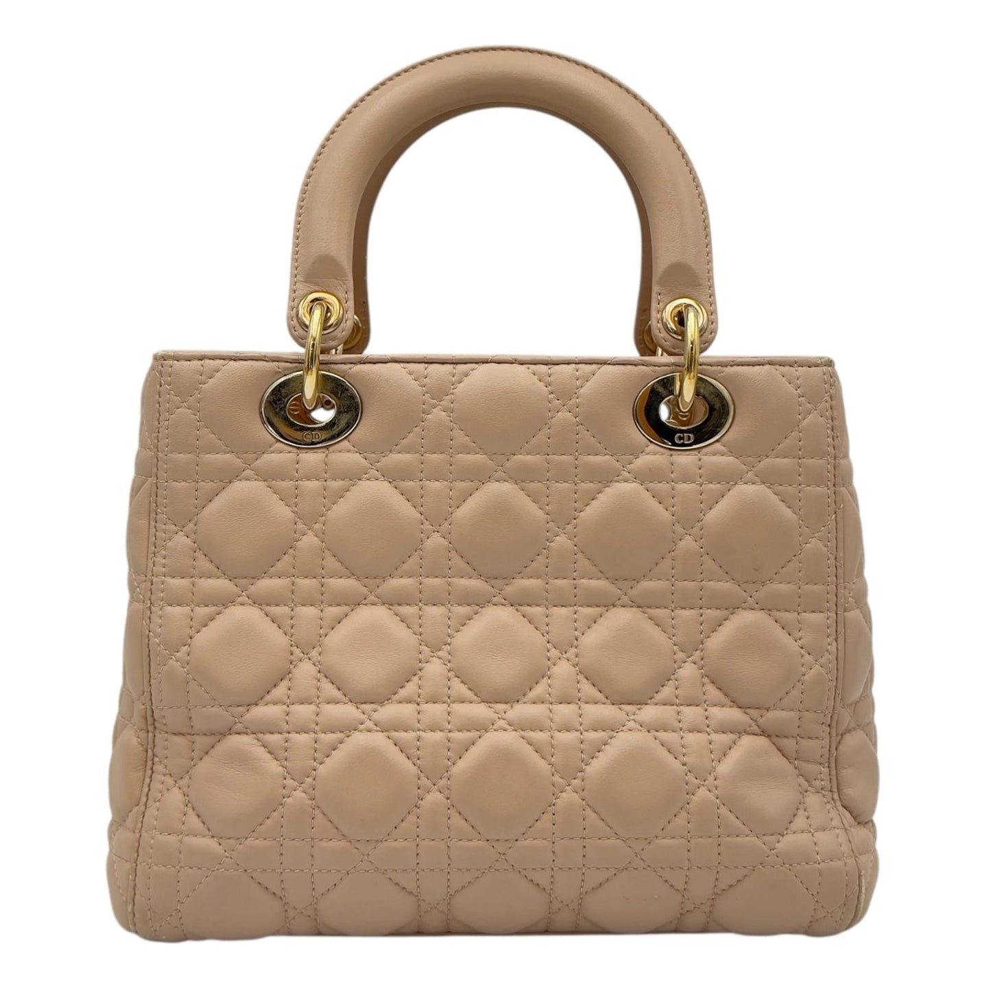 Lady Dior Top Handle Bag Beige in Lambskin, Gold hardware