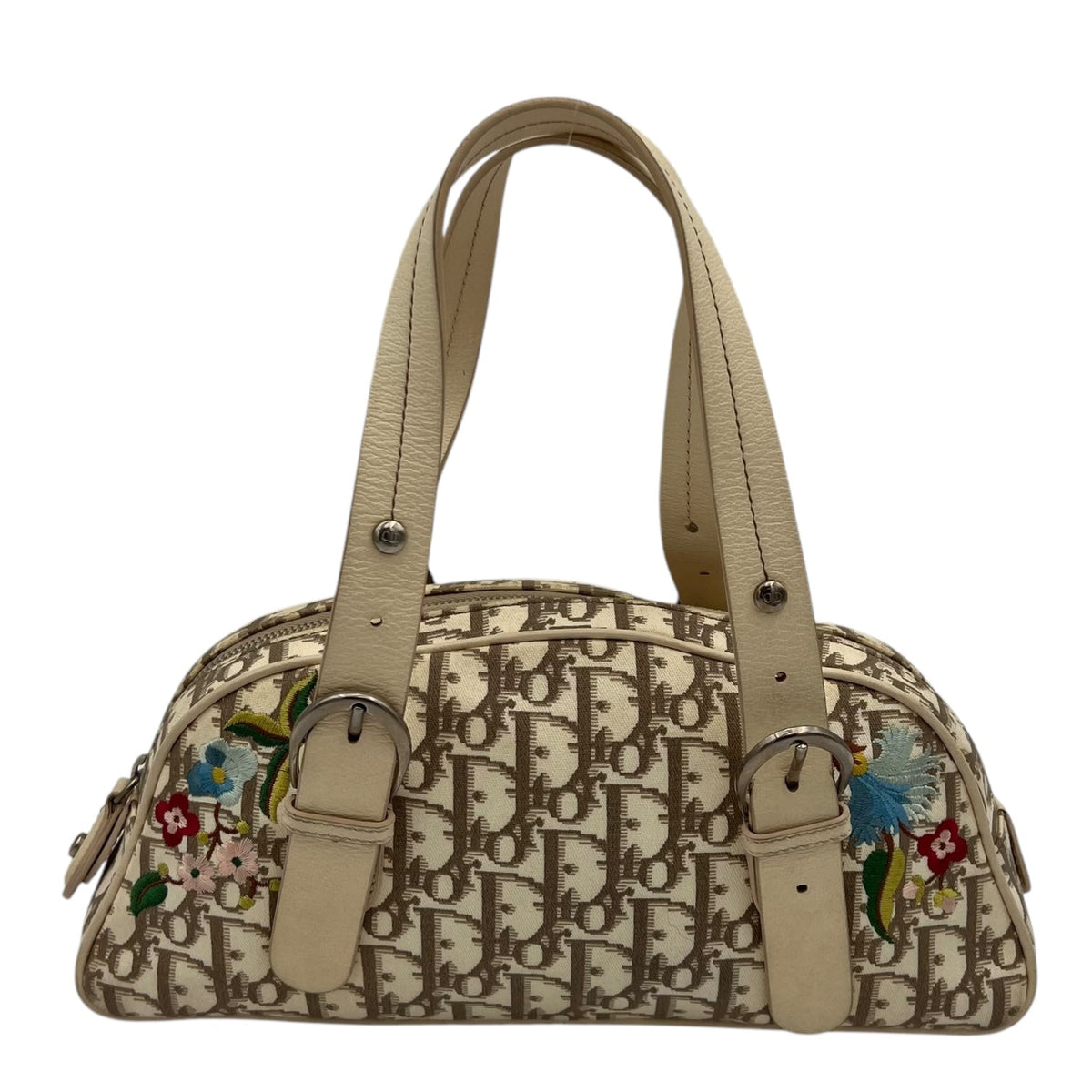 Trotteur Top Handle Bag Beige in Coated Canvas, Silver hardware