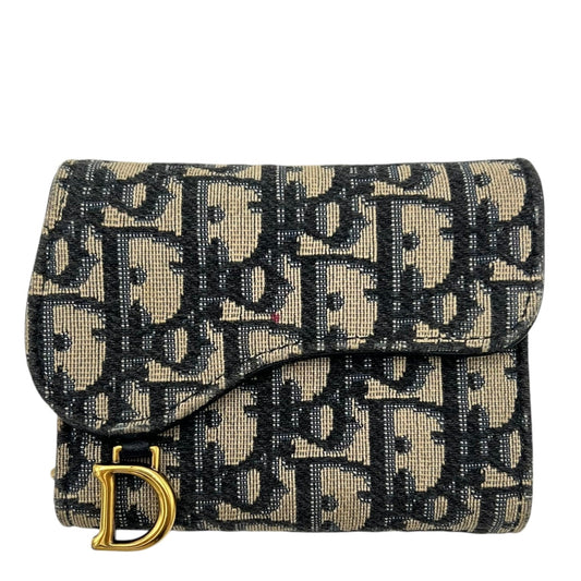 Lotus Blue Wallet in Jacquard, Gold hardware