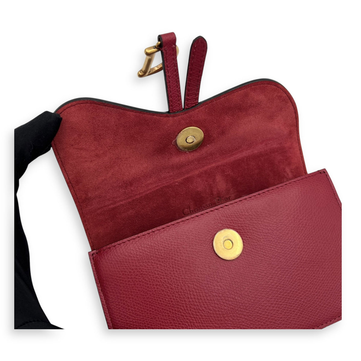 Saddle Belt Bag Red in Calfskin, Gold hardware