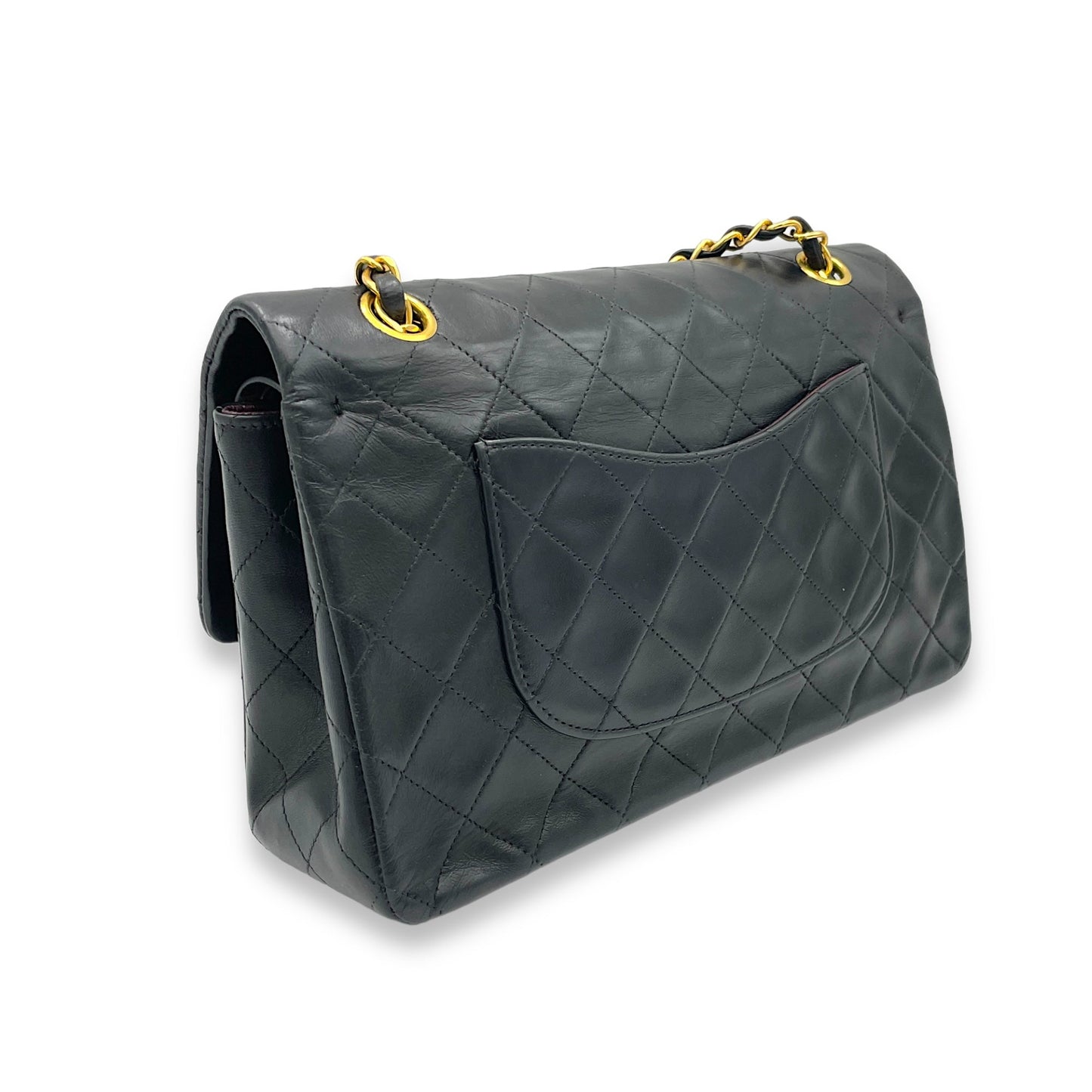 Classic Black Crossbody Bag in Lambskin, Gold hardware