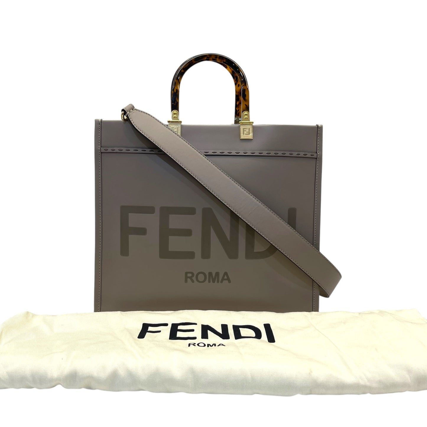 Fendi Sunshine Dove Gray Medium Tote Bag
