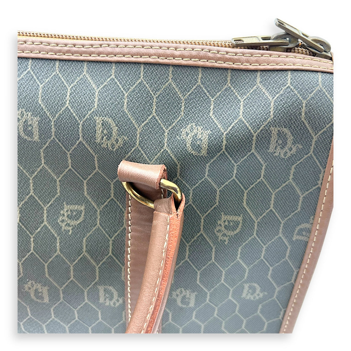 Honeycomb  Top Handle Bag Brown in Coated Canvas, Gold hardware