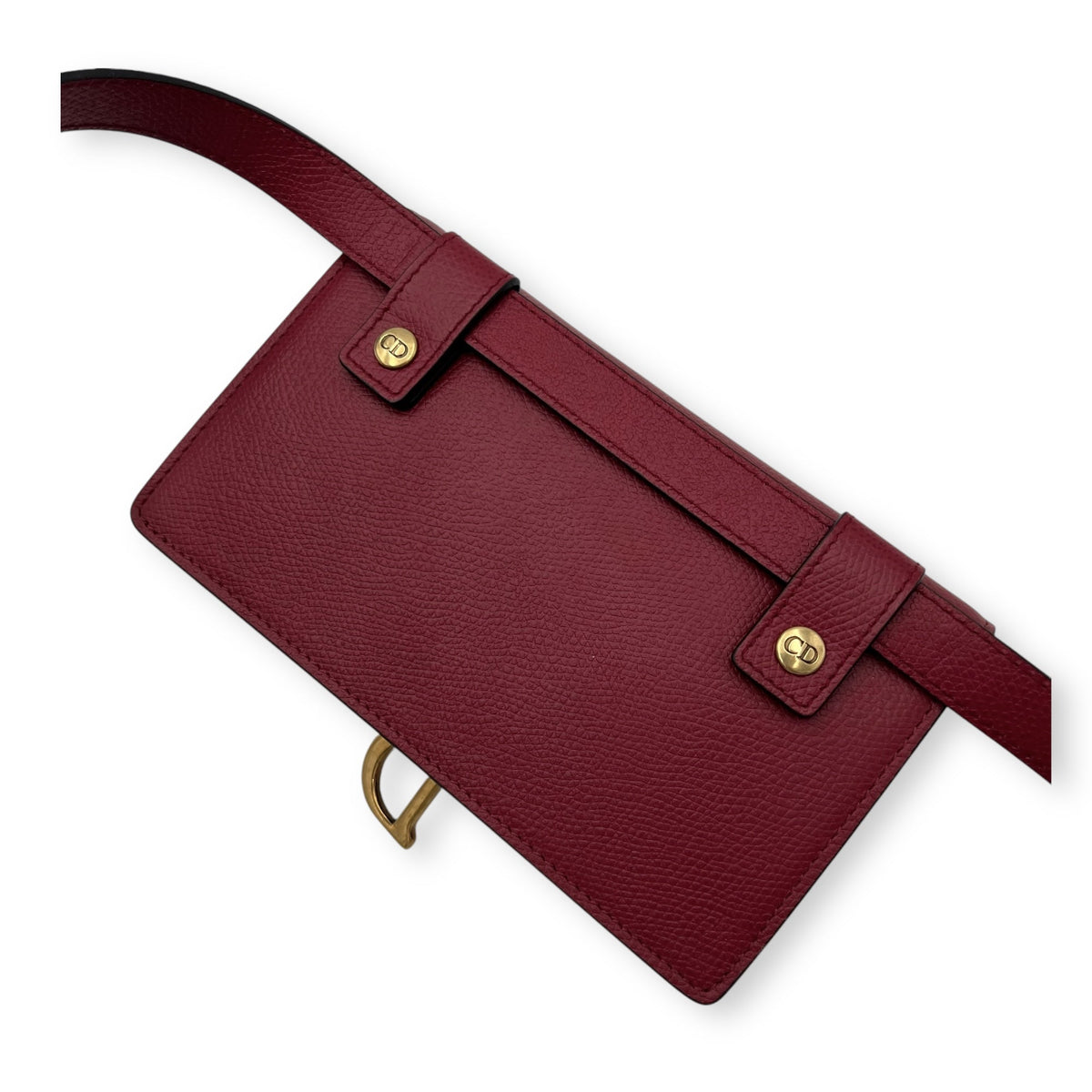 Saddle Belt Bag Red in Calfskin, Gold hardware