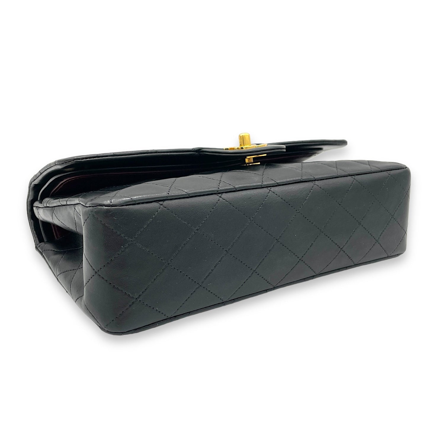 Classic Black Crossbody Bag in Lambskin, Gold hardware