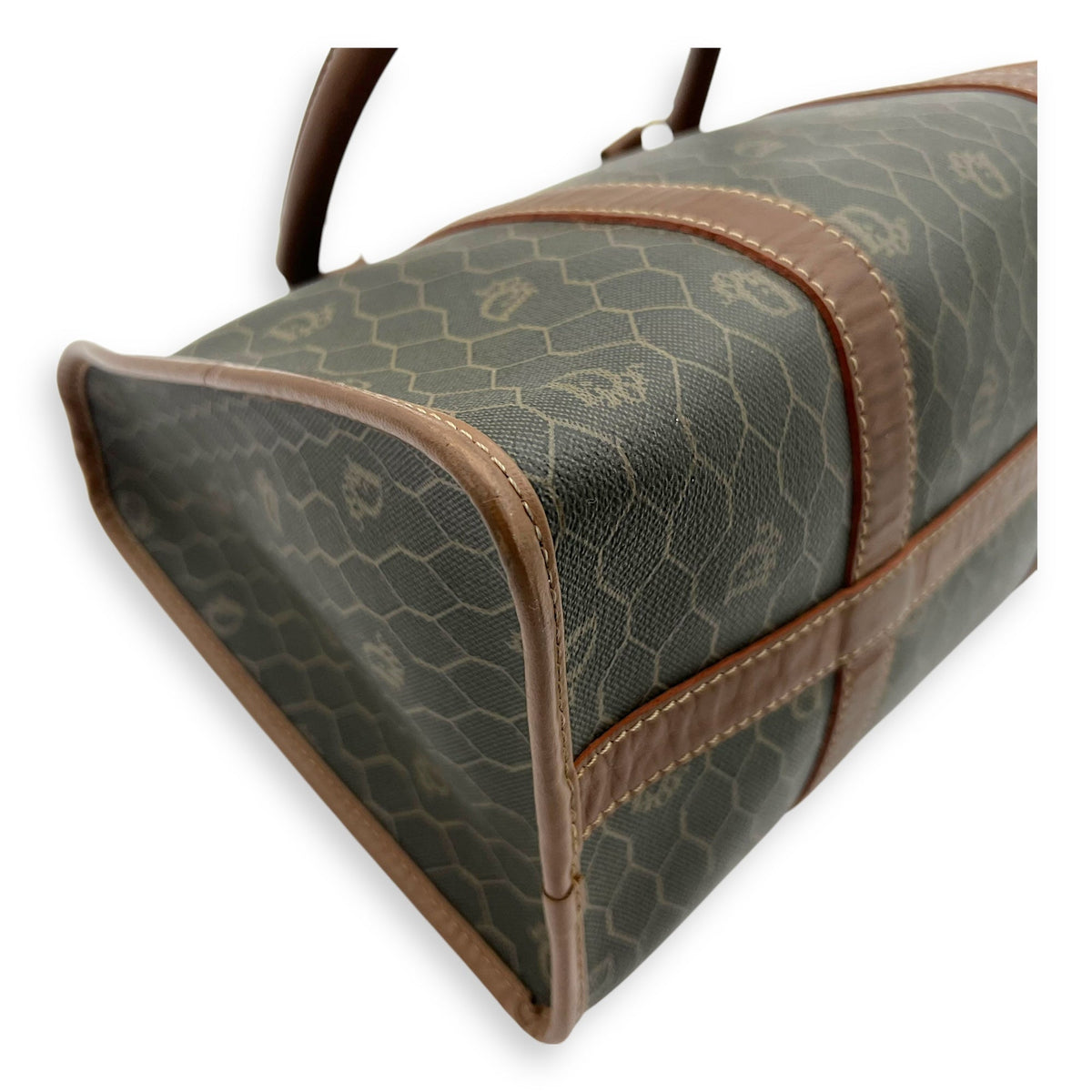 Honeycomb  Top Handle Bag Brown in Coated Canvas, Gold hardware