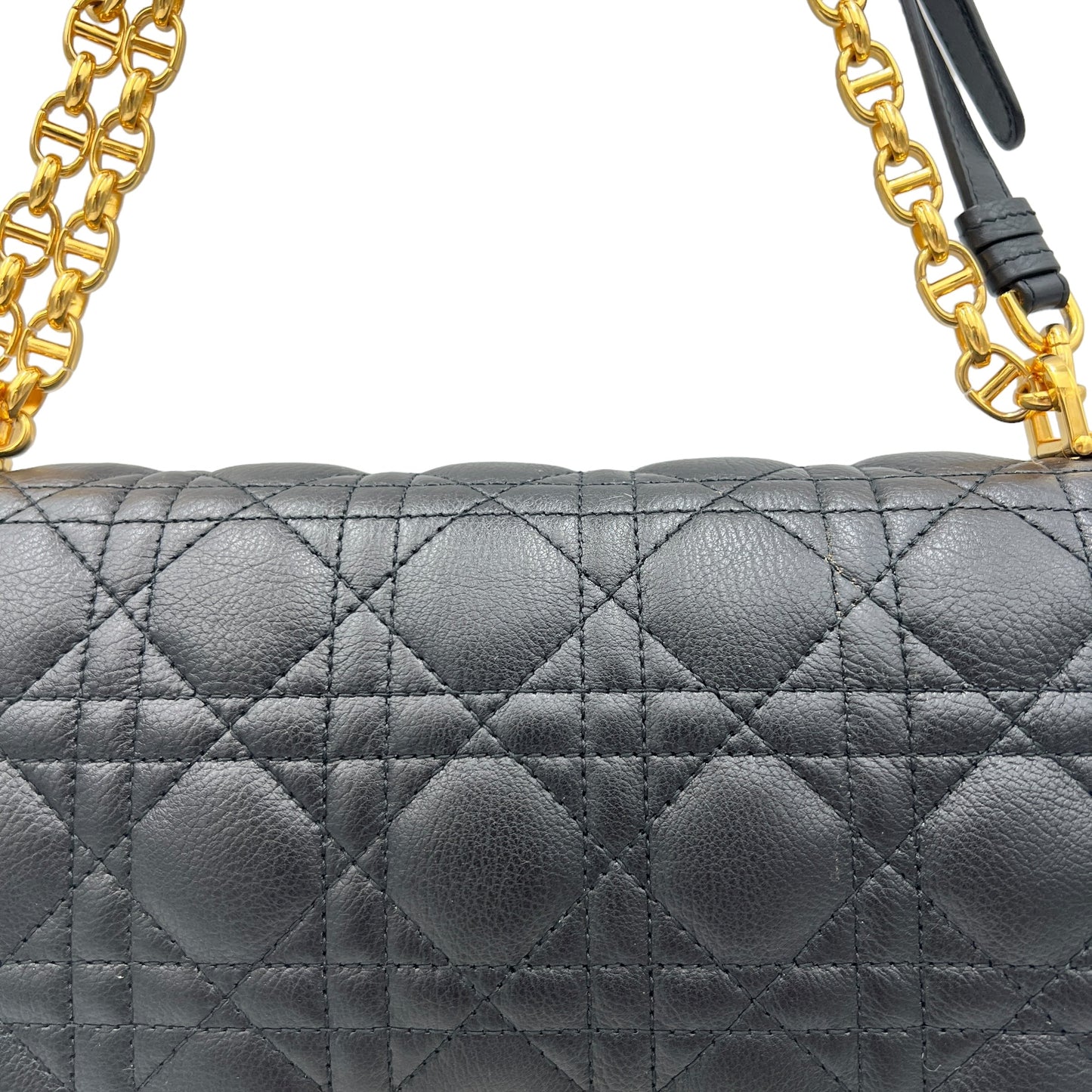Caro Large Black Shoulder Bag in Calfskin, Gold hardware