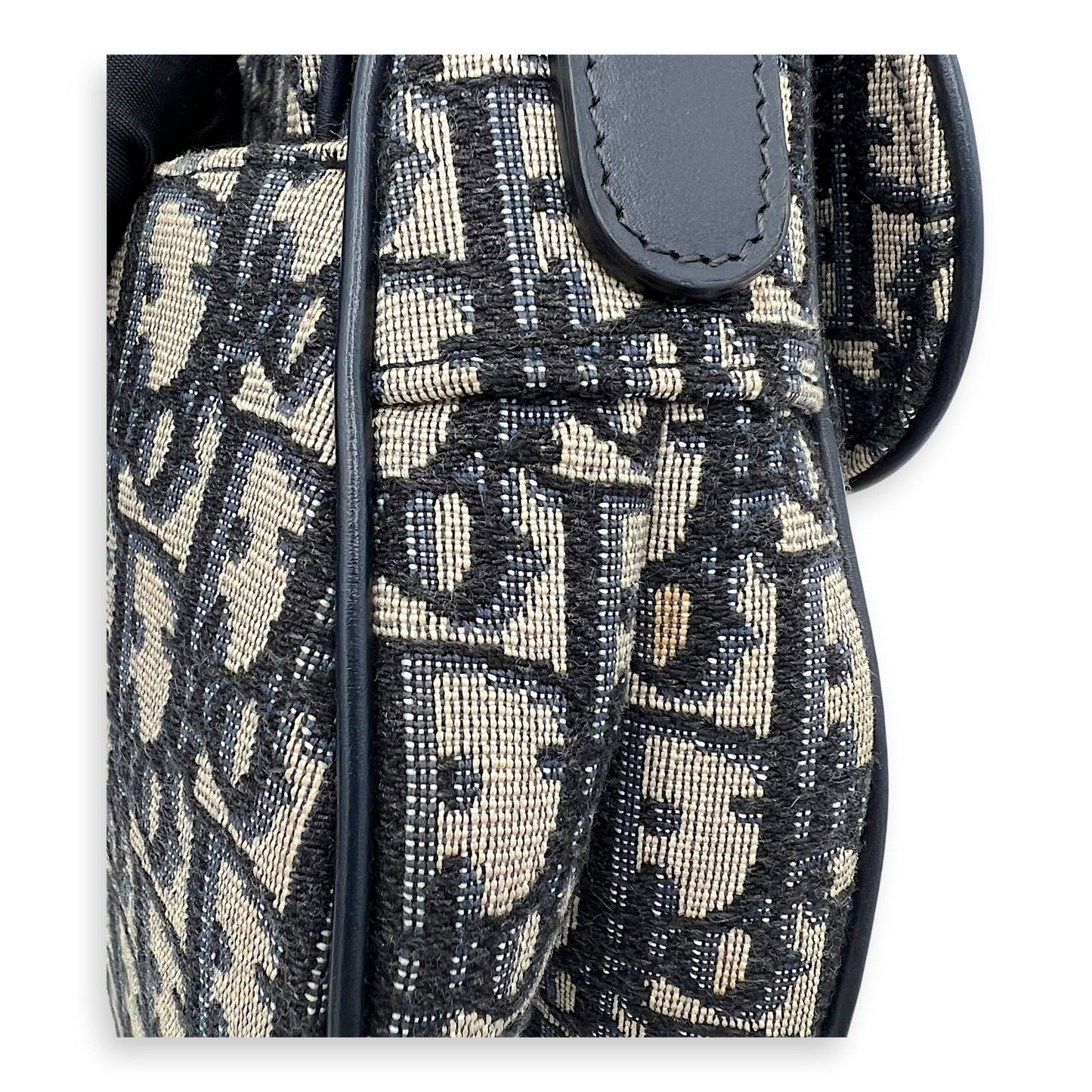 Saddle Medium Blue Shoulder Bag in Jacquard, Gold hardware