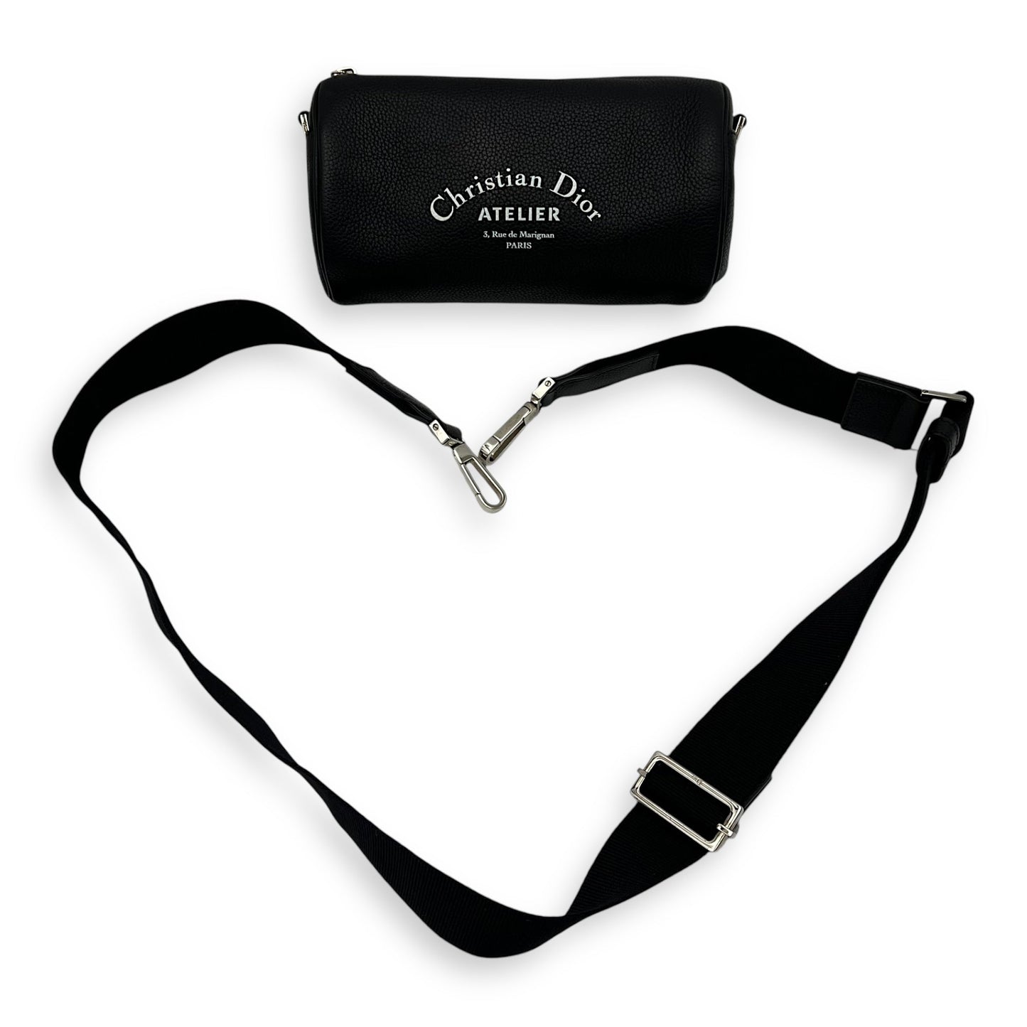 Roller Crossbody Bag Black in Calfskin, Silver hardware