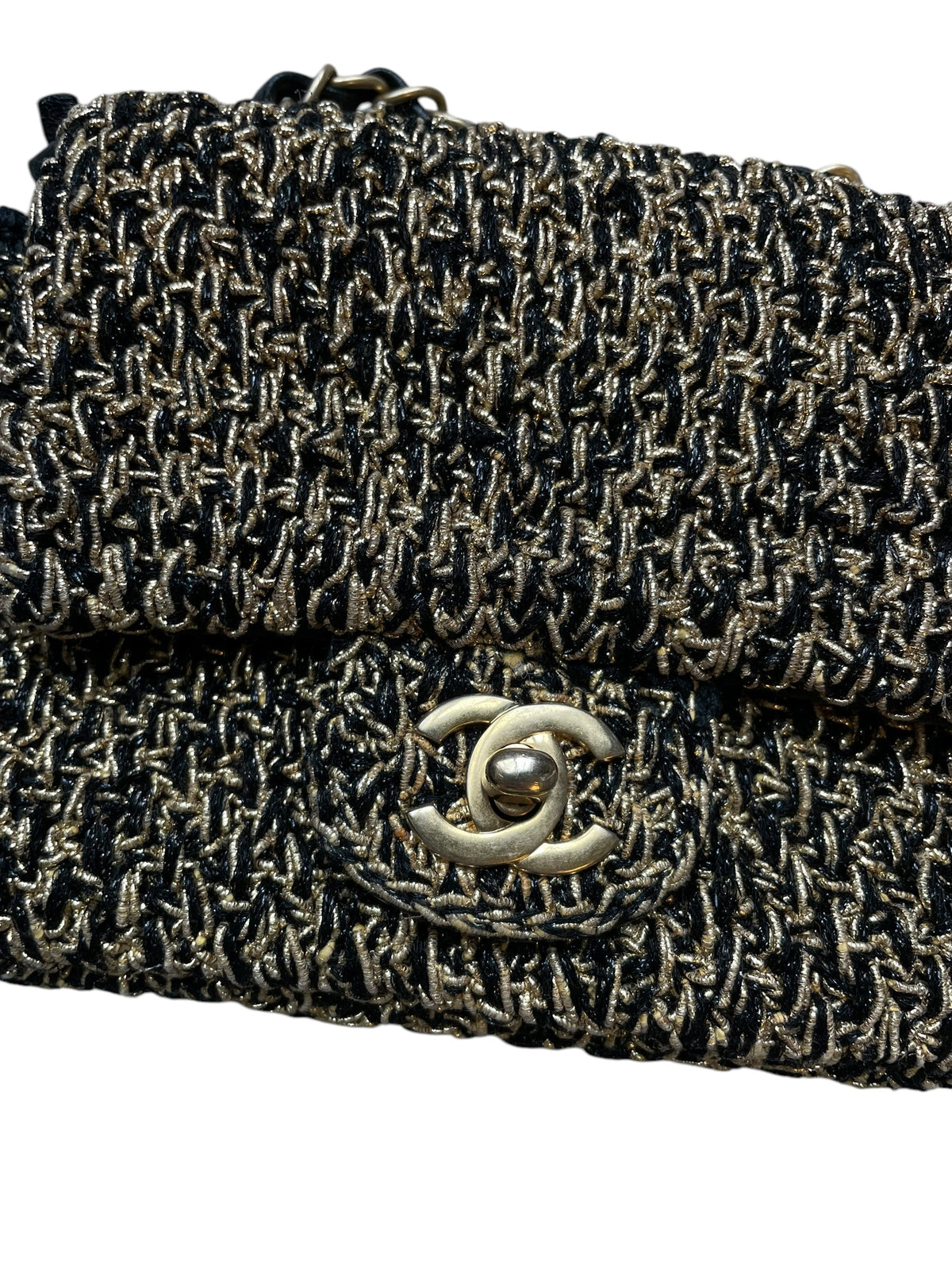Chanel gold tweed mini flap, GHW DXBK0373