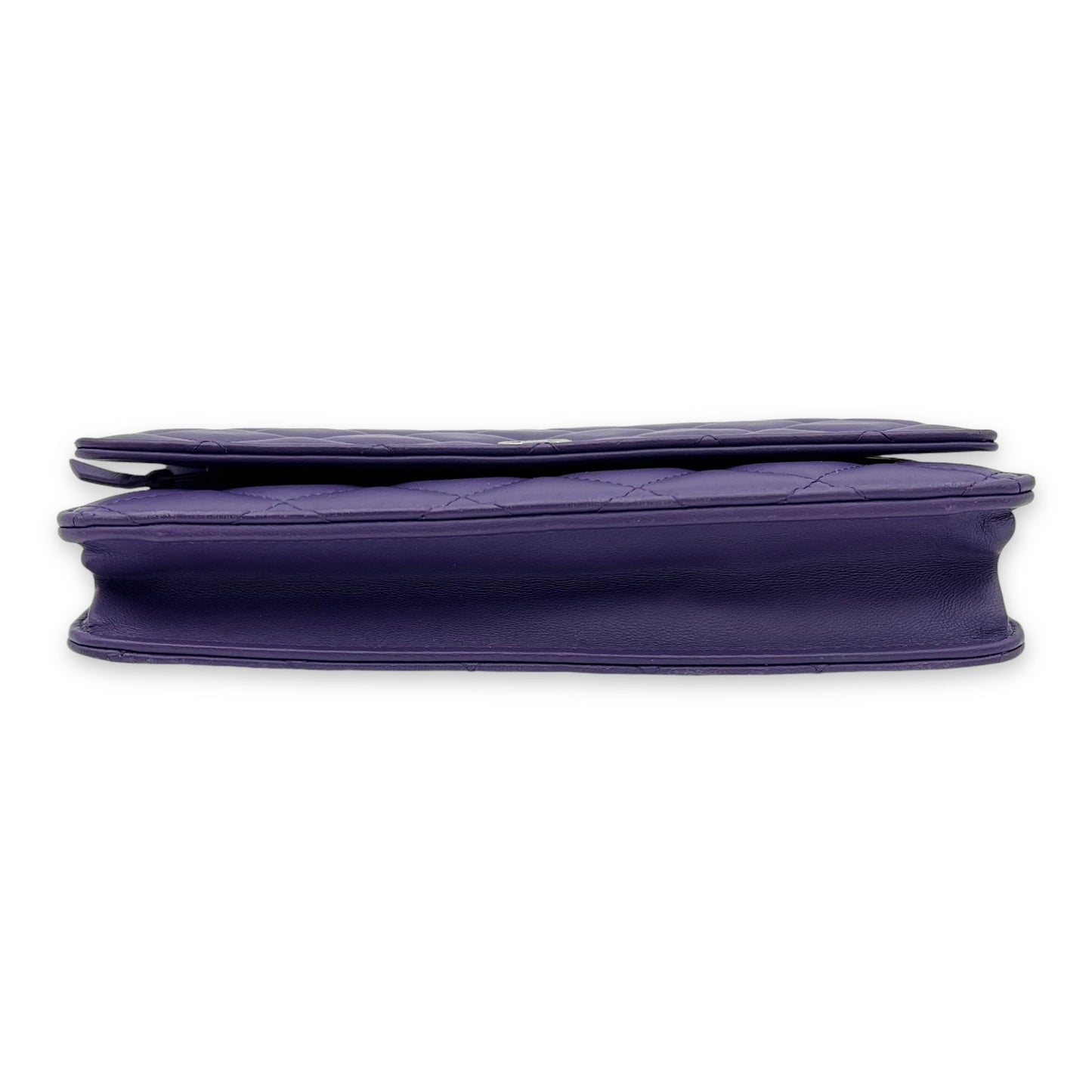Classic Wallet On Chain Purple in Lambskin, Silver hardware