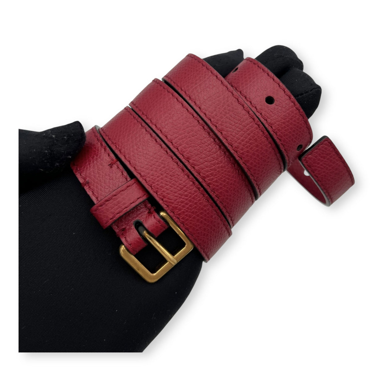 Saddle Belt Bag Red in Calfskin, Gold hardware