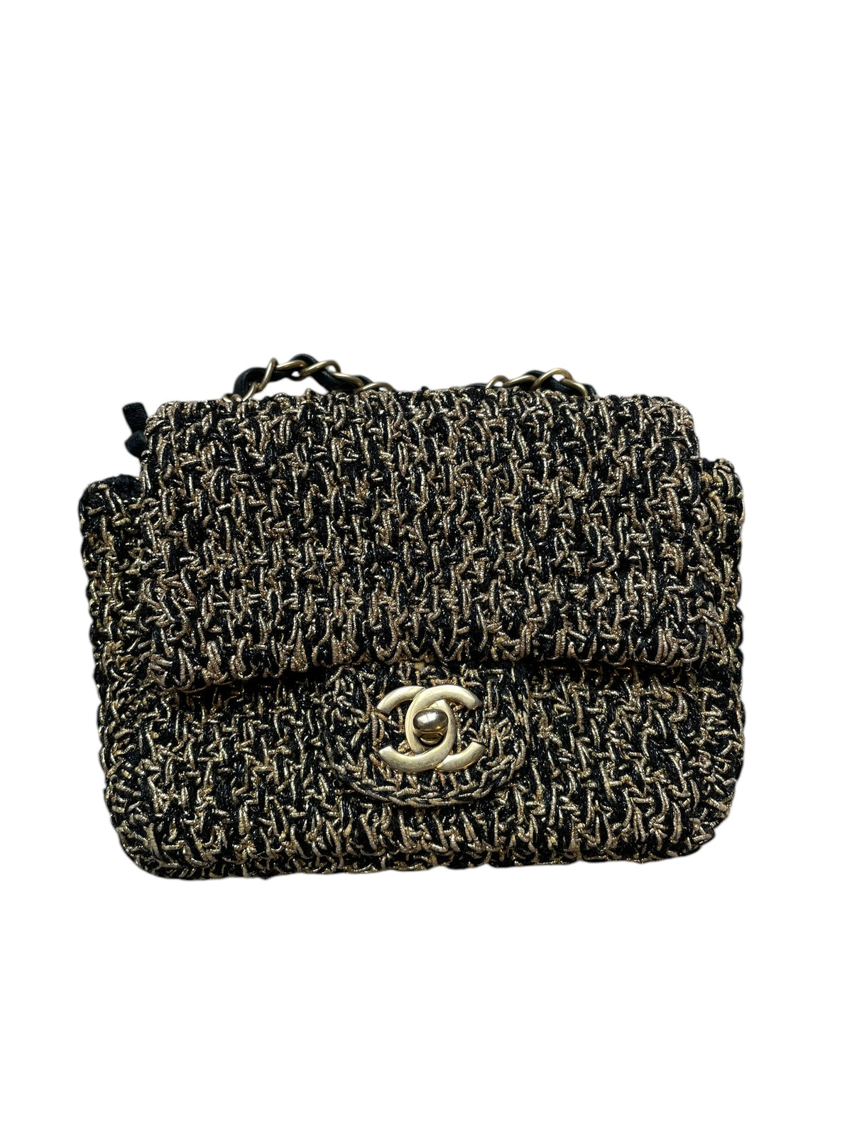 Chanel gold tweed mini flap, GHW DXBK0373