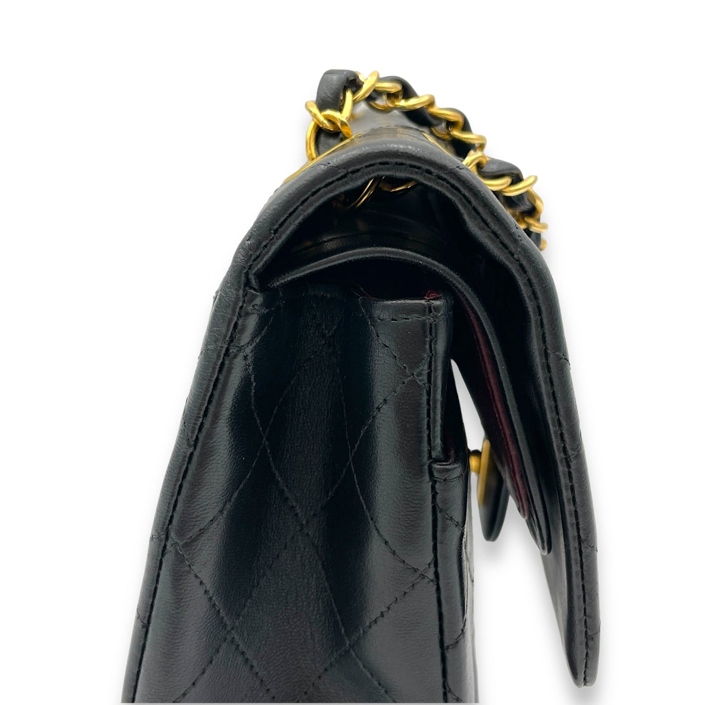 Classic Black Crossbody Bag in Lambskin, Gold hardware