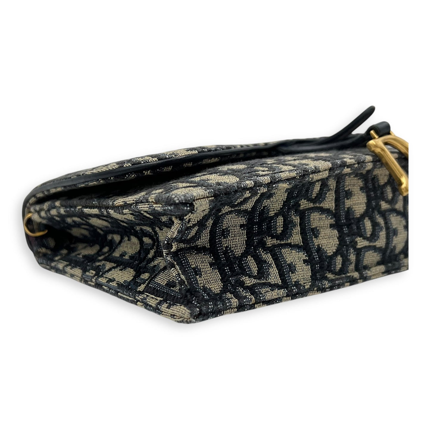 Saddle Wallet On Chain Blue in Jacquard, Gold hardware