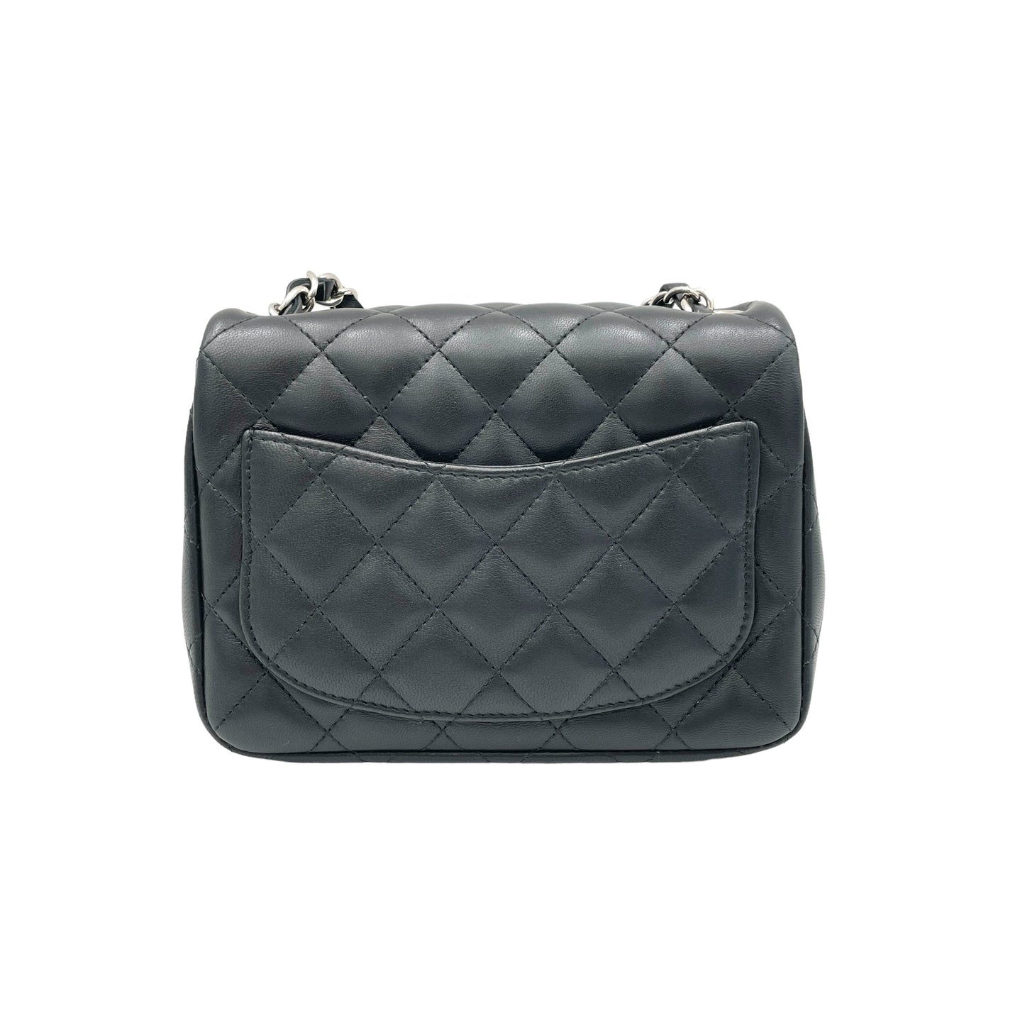 Classic Mini Black Crossbody Bag in Lambskin, Silver hardware