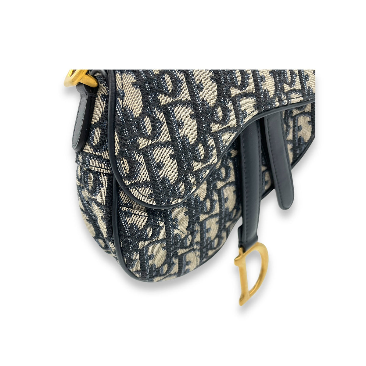 Saddle Top Handle Bag Mini Blue in Jacquard, Gold hardware