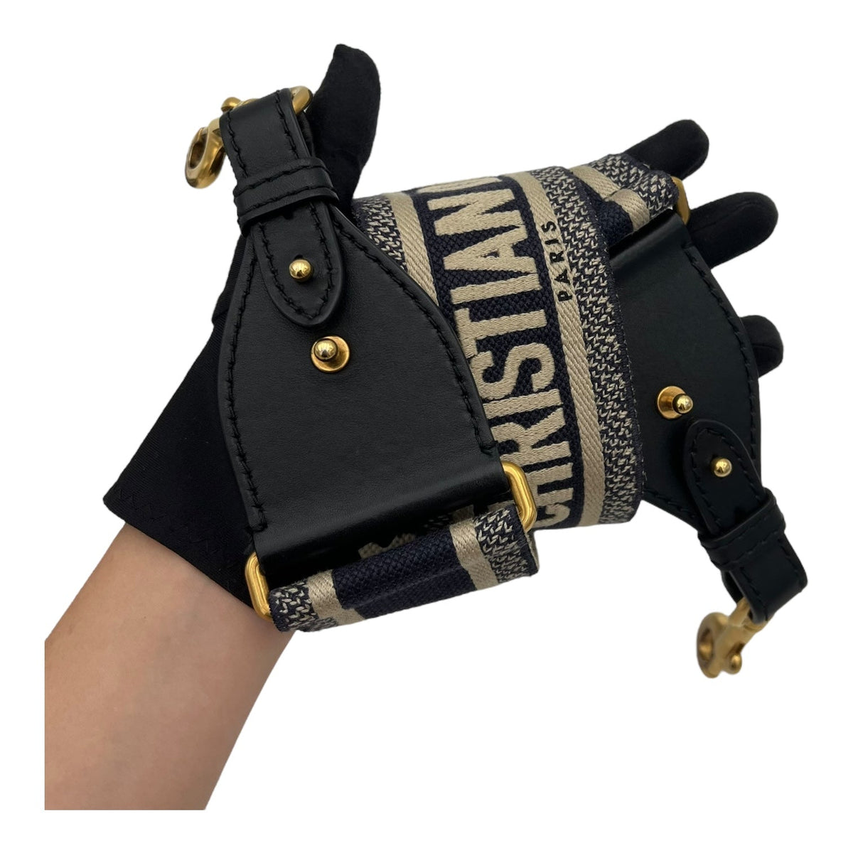 Saddle with Strap Mini Blue Top Handle Bag in Jacquard, Gold hardware