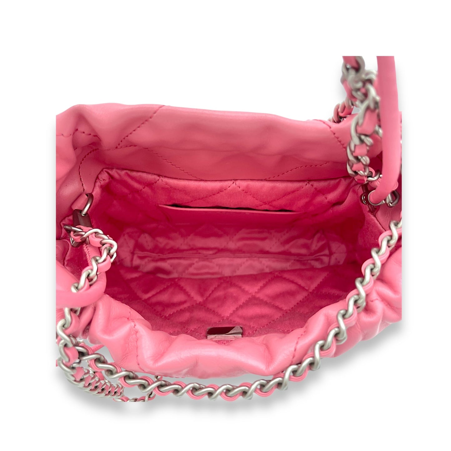 C22 Crossbody Bag Mini Pink in Calfskin, Silver hardware