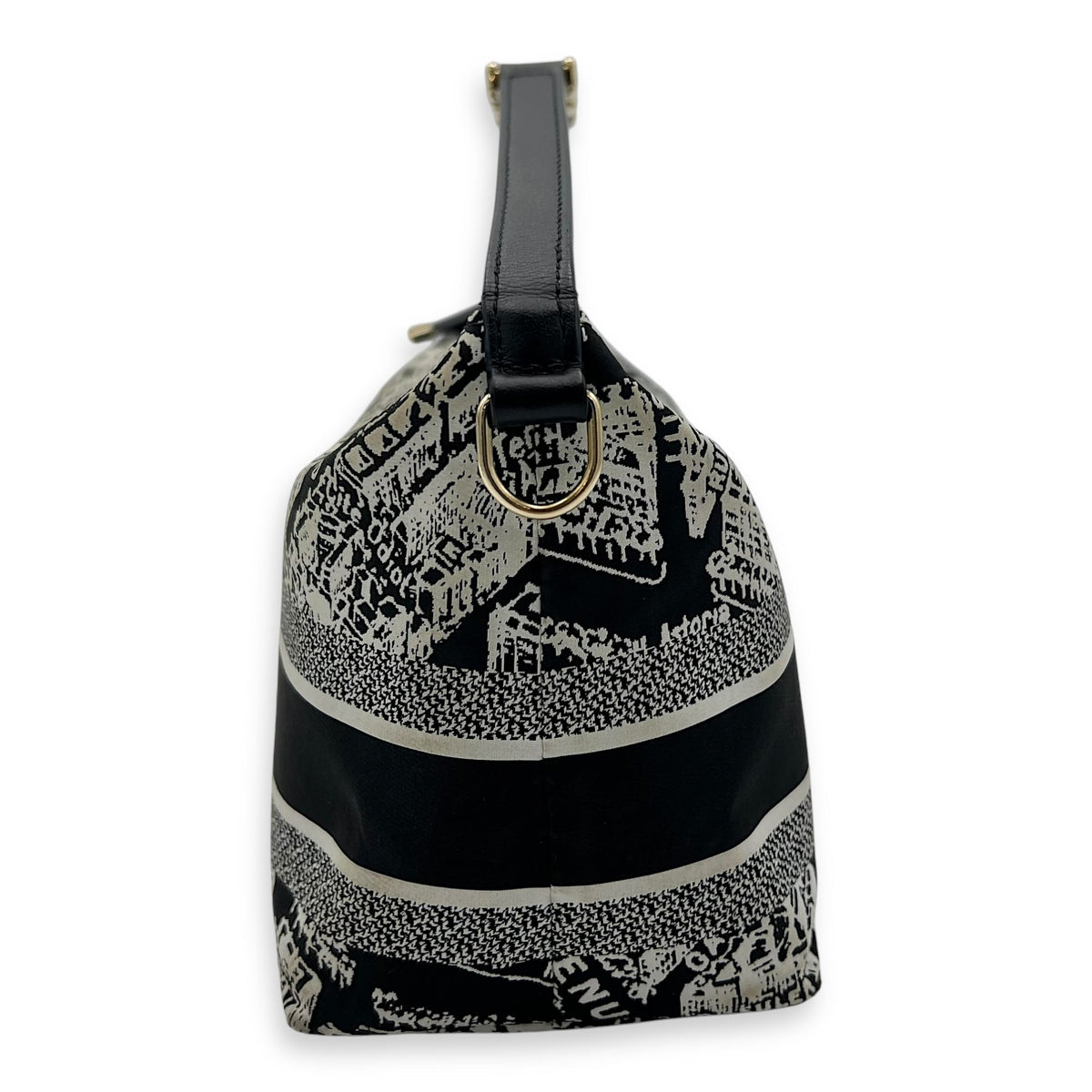Nomad Black Top Handle Bag in Canvas, Silver hardware
