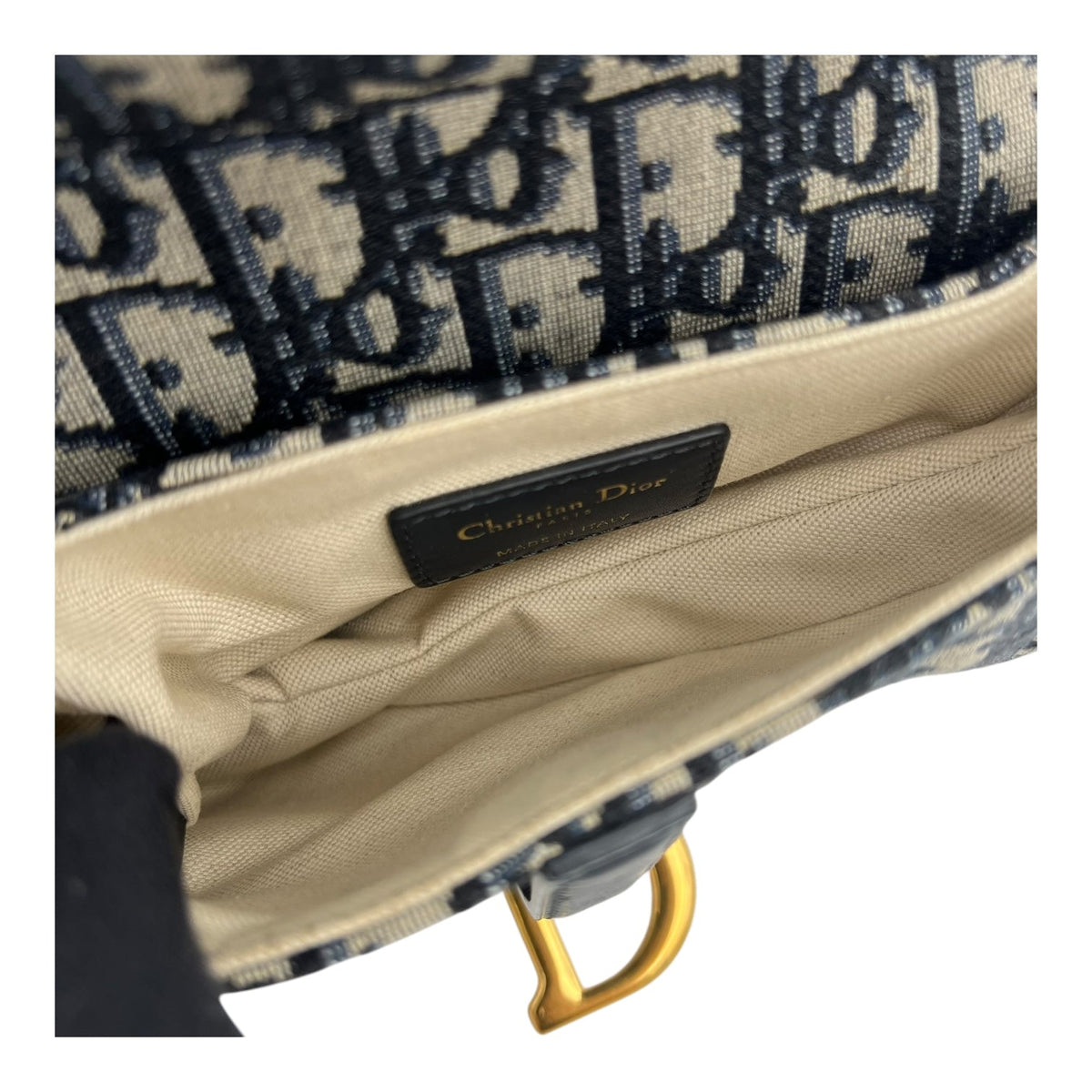 Saddle with Strap Mini Blue Top Handle Bag in Jacquard, Gold hardware