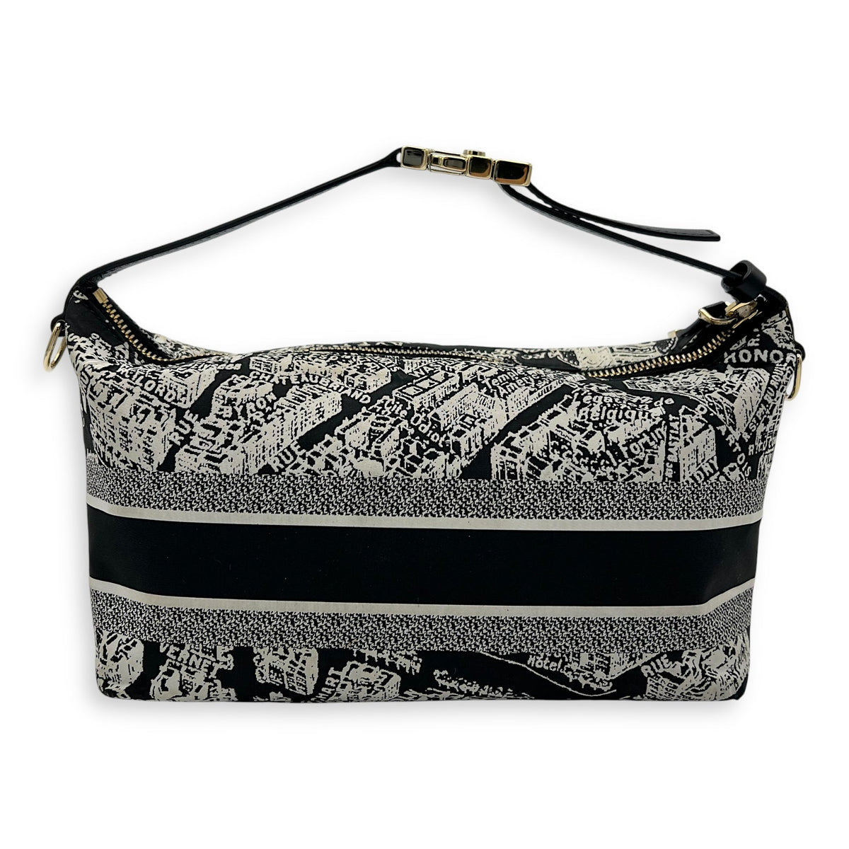 Nomad Black Top Handle Bag in Canvas, Silver hardware