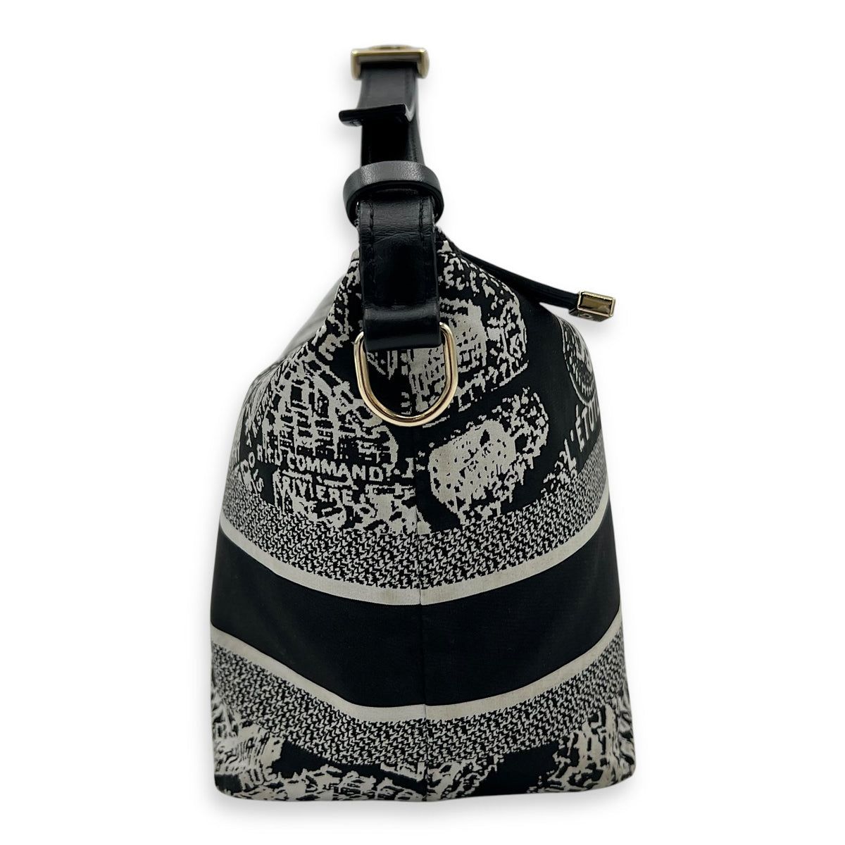 Nomad Black Top Handle Bag in Canvas, Silver hardware