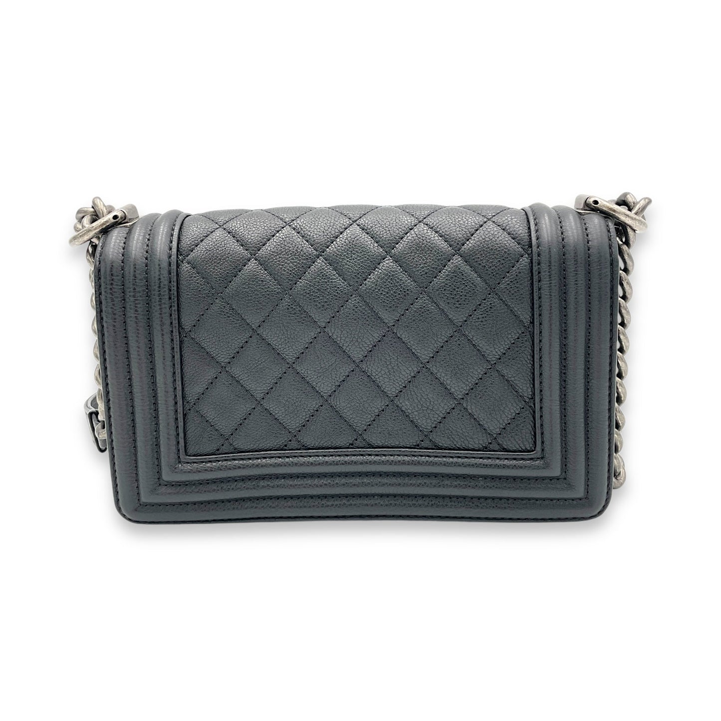 Boy Crossbody Bag Small Black in Calfskin, Ruthenium hardware