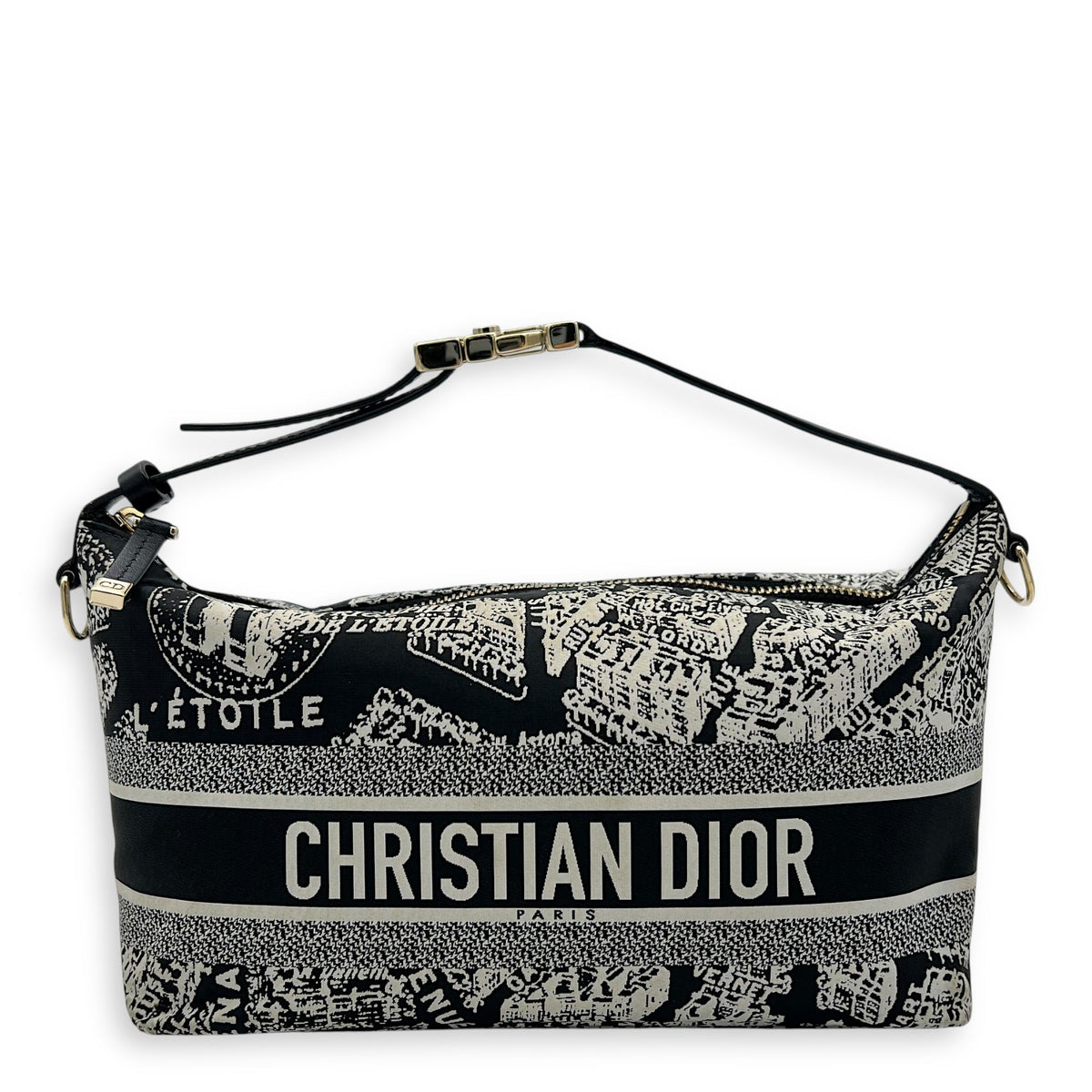 Nomad Black Top Handle Bag in Canvas, Silver hardware
