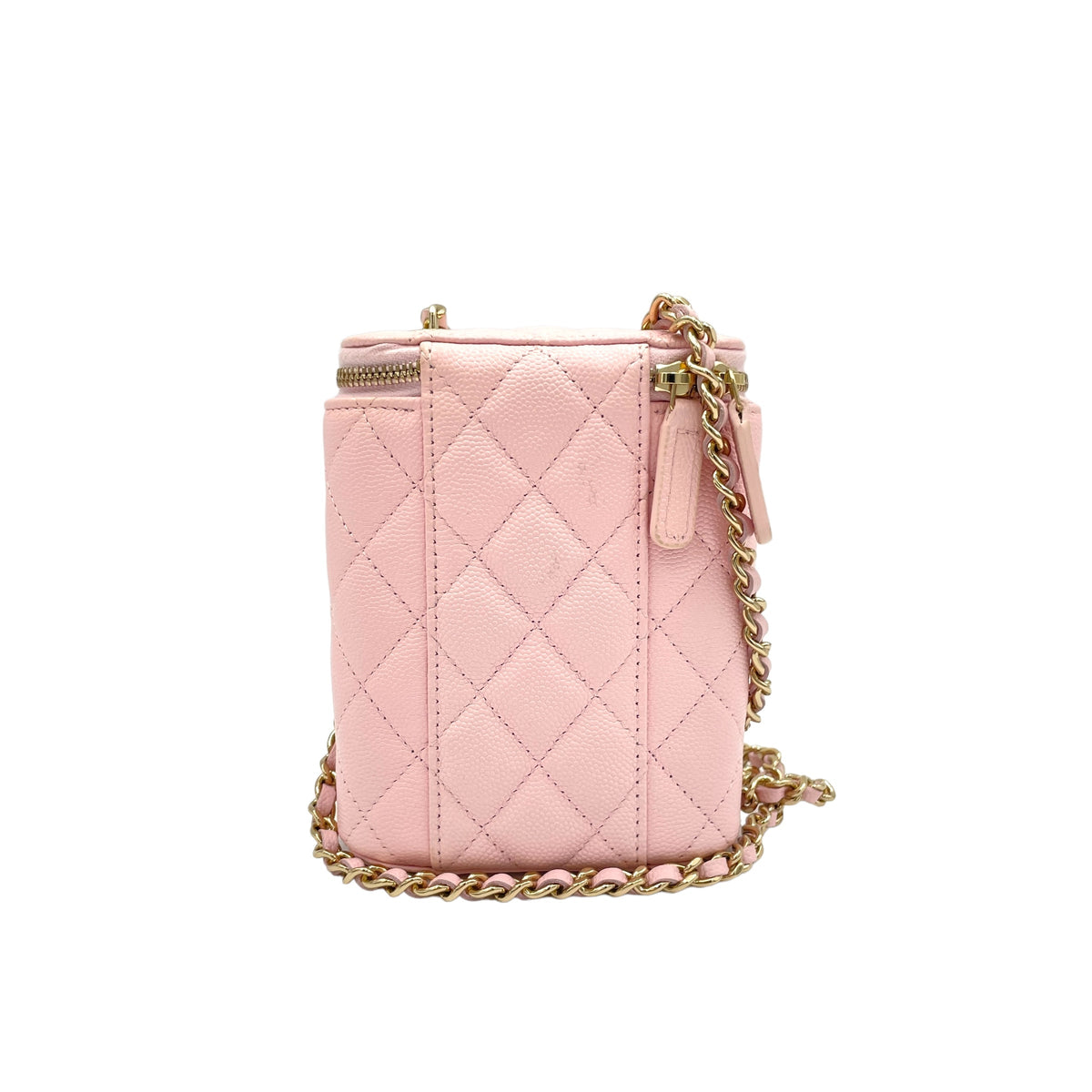 Classic Pink Vanity Bag in Caviar Leather, Gold hardware