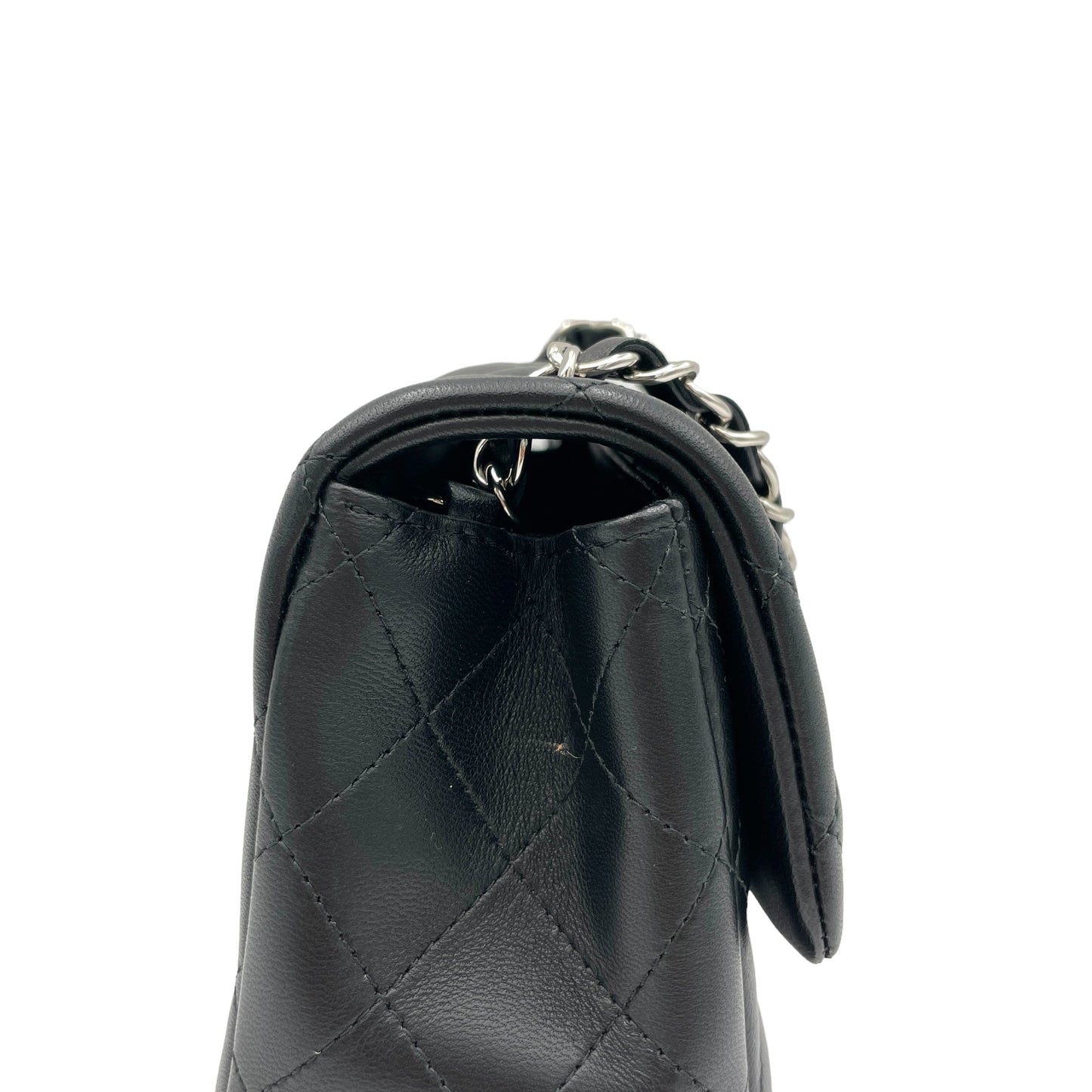 Classic Mini Black Crossbody Bag in Lambskin, Silver hardware