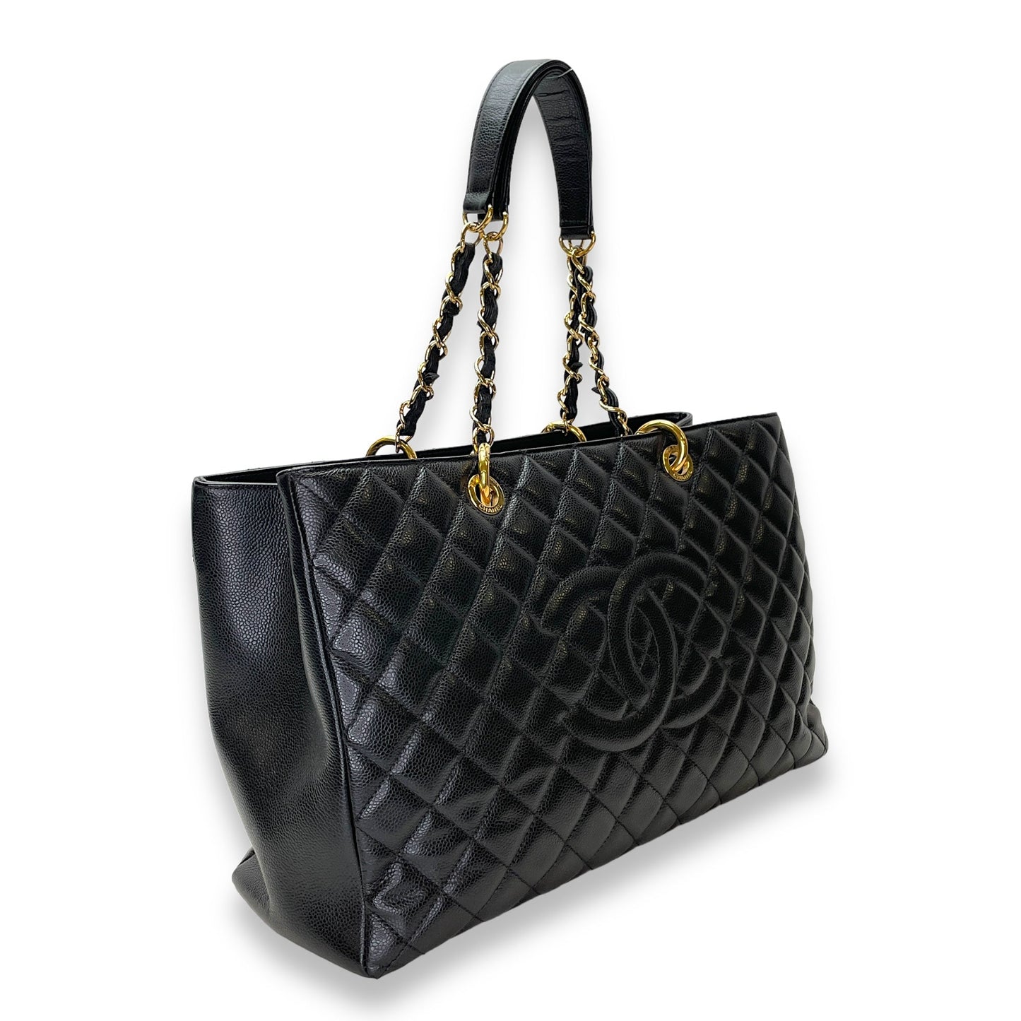 GST Grand Shopping Tote XL Black Shoulder Bag in Caviar Leather, Gold hardware