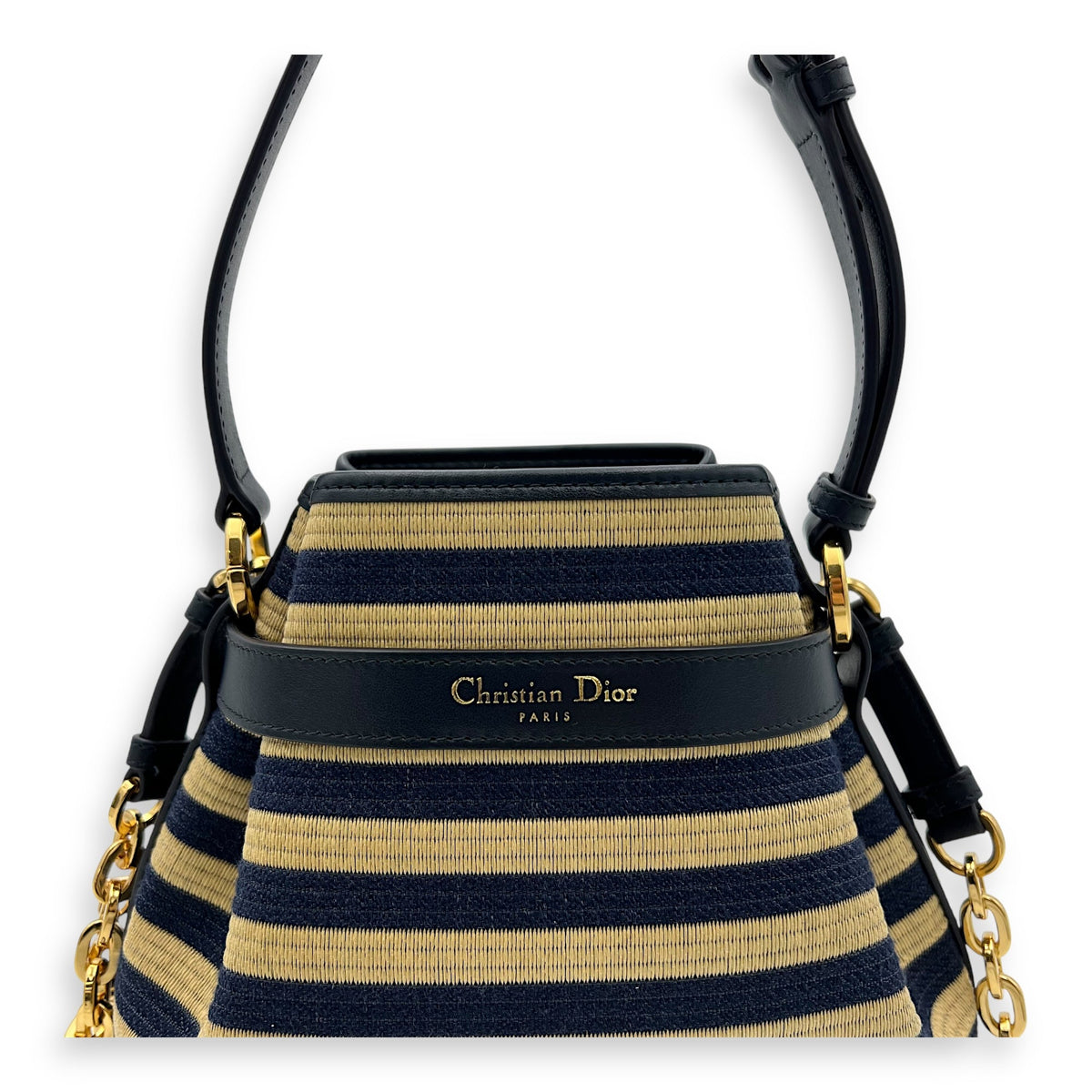 C'Est Medium Black Top Handle Bag in Raffia, Gold hardware