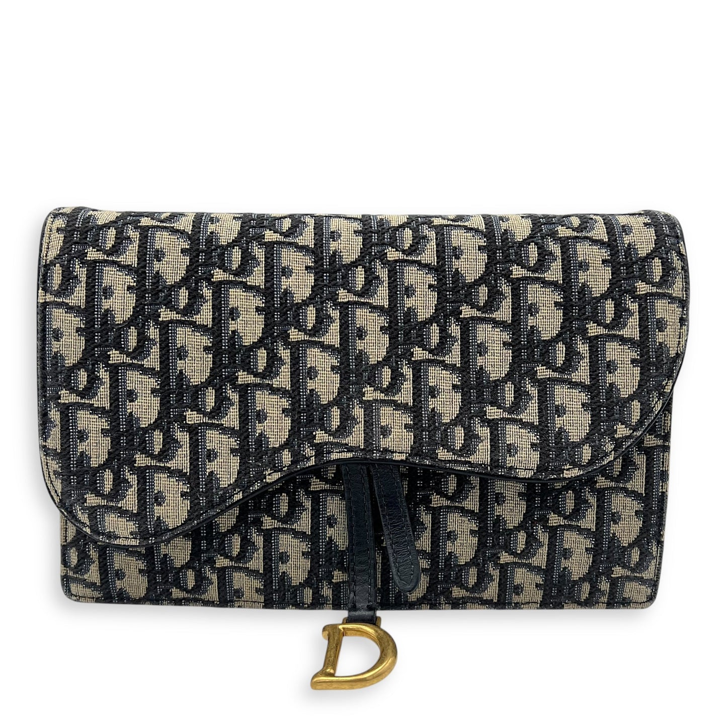 Saddle Wallet On Chain Blue in Jacquard, Gold hardware