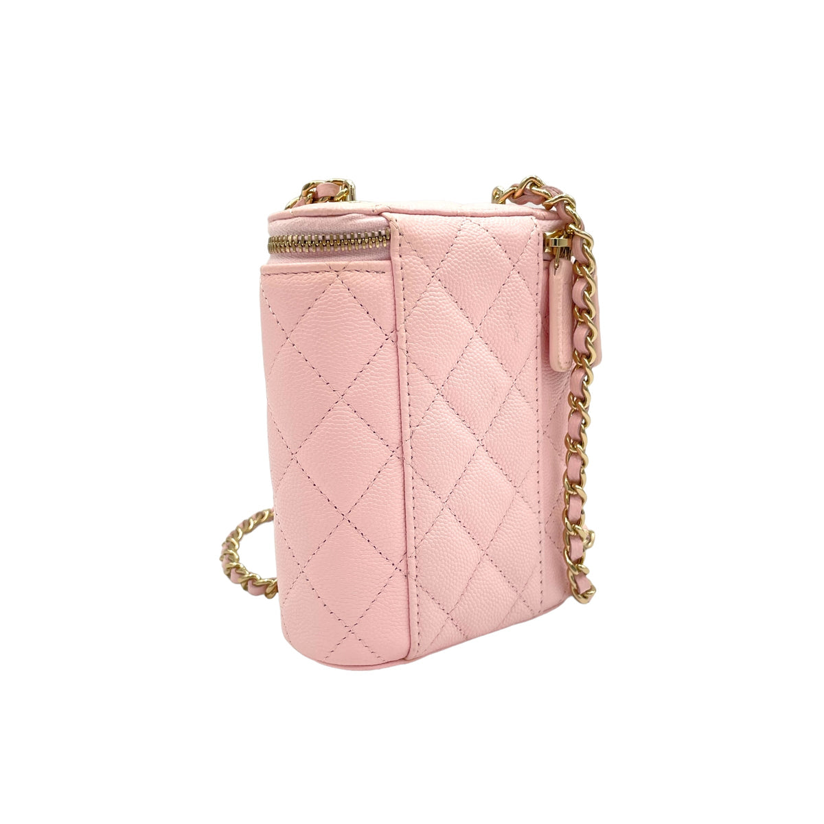 Classic Pink Vanity Bag in Caviar Leather, Gold hardware