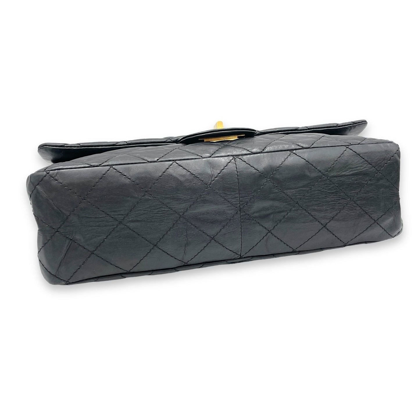 2.55 227 Black Shoulder Bag in Calfskin, Gold hardware