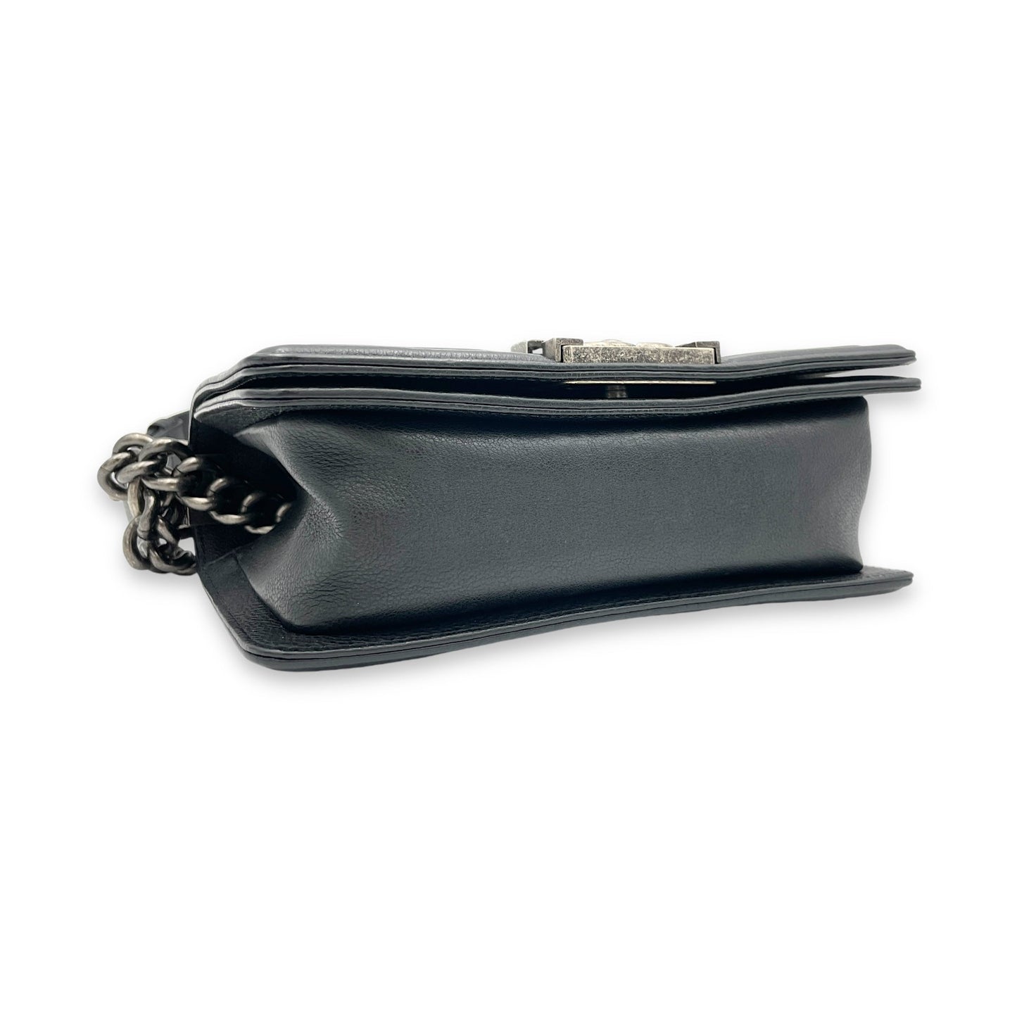 Boy Crossbody Bag Small Black in Calfskin, Ruthenium hardware