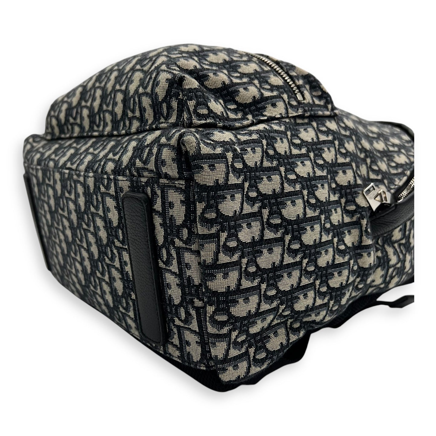 Oblique Backpack Blue in Canvas, Silver hardware