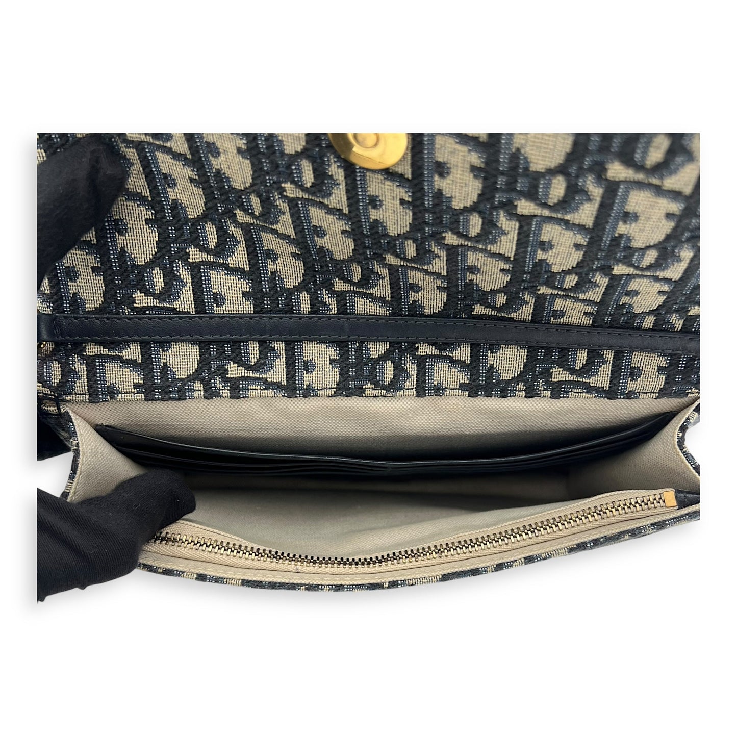 Saddle Wallet On Chain Blue in Jacquard, Gold hardware