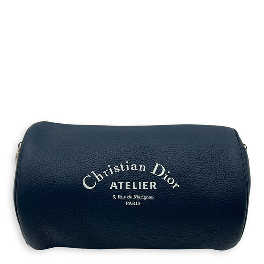 Roller Crossbody Bag Blue in Calfskin, Silver hardware