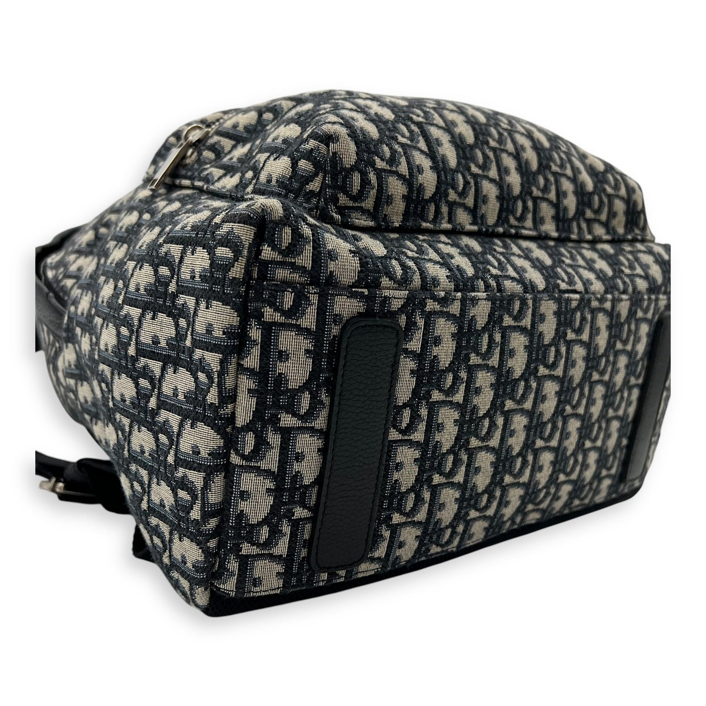 Oblique Backpack Blue in Canvas, Silver hardware