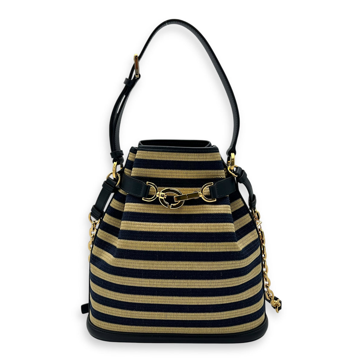 C'Est Medium Black Top Handle Bag in Raffia, Gold hardware