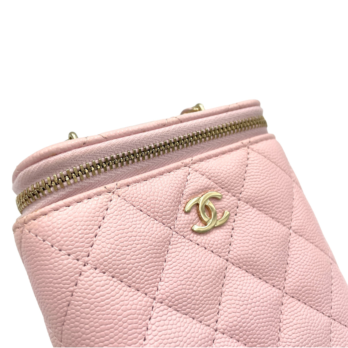 Classic Pink Vanity Bag in Caviar Leather, Gold hardware