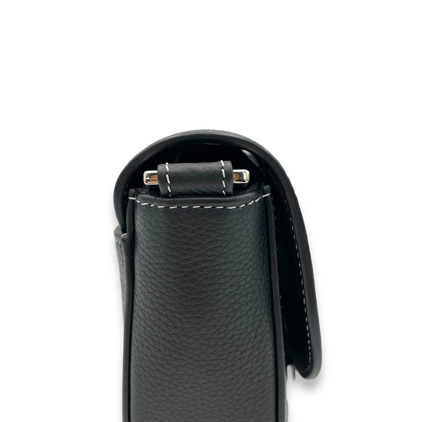 Saddle Crossbody Bag Black in Calfskin, Silver hardware