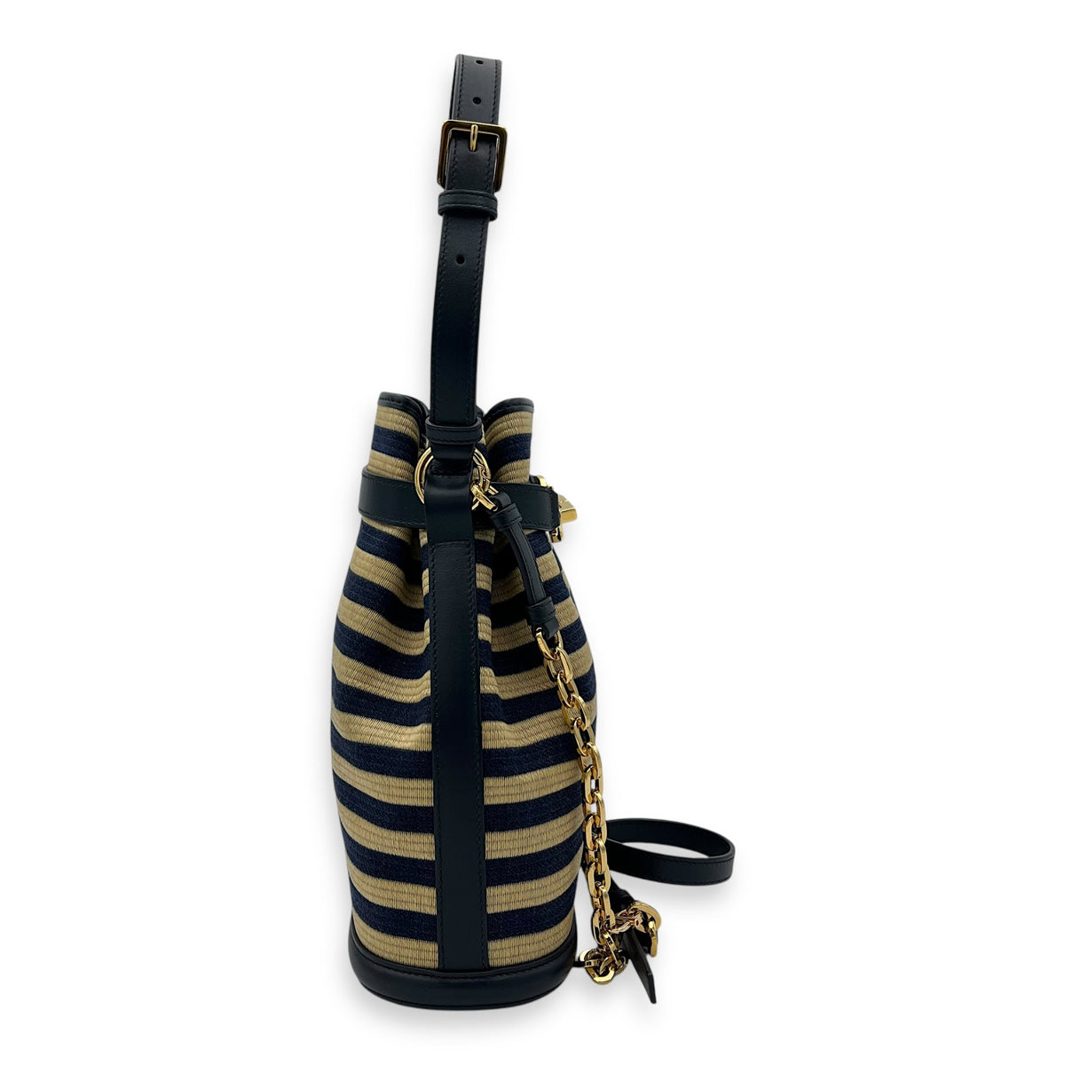 C'Est Medium Black Top Handle Bag in Raffia, Gold hardware